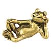 A Vintage Brass Frog Statue Cross-legged Thinking Pose For Retro Home And Office Decoration