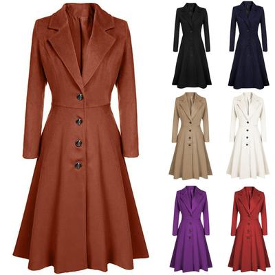 Женские шерстяные пальто, пальто с лацканами, расклешенное зимнее длинное пальто, куртка