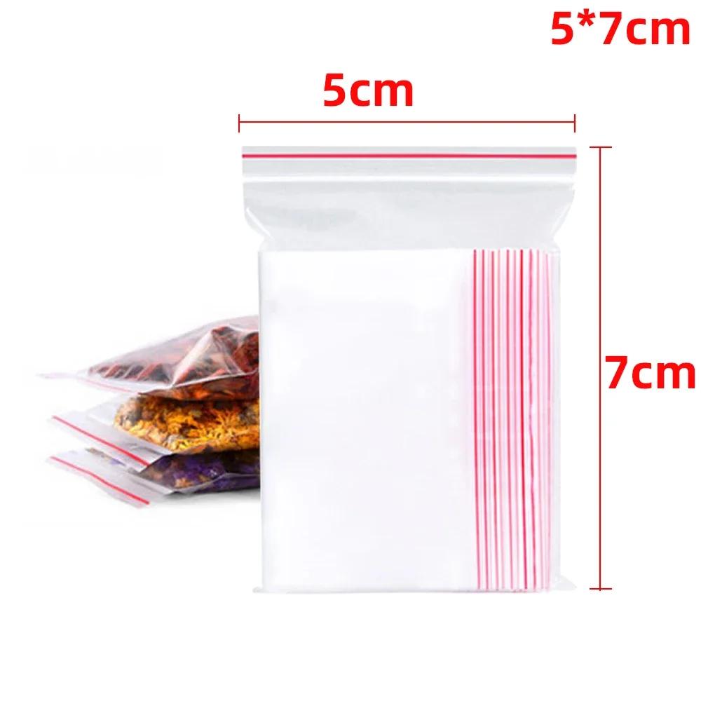 200/100Pcs Thicken Zipper Sealed Bags Clear Plastic Storage Bag for Small Jewelry Food Packing Reclosable Zippers Sealing Pouch