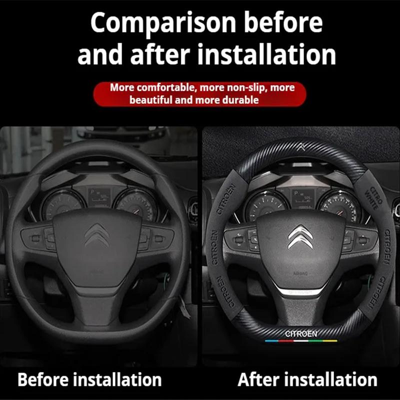 Fashion Suede car steering wheel cover For Citroen C4 C5 C3 C2 C6 C3-XR Picasso Berlingo Sega C3L C-Crosser CElysee Accessories
