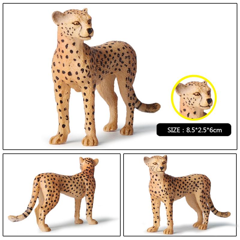 Oenux African Wild Animals Simulation Savage Cheetah Snow Leopard Jaguar Action Figure Figurines PVC Model Educational Kid Toys