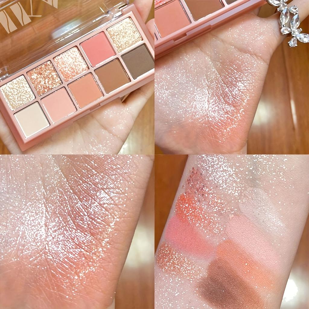 Палитра теней для век Smoky Eye Shadow из 10 цветов. Стойкий матовый и мерцающий финиш. Черные, коричневые, коралловые, розовые, земляные тона для контурирования лица и повседневного макияжа.