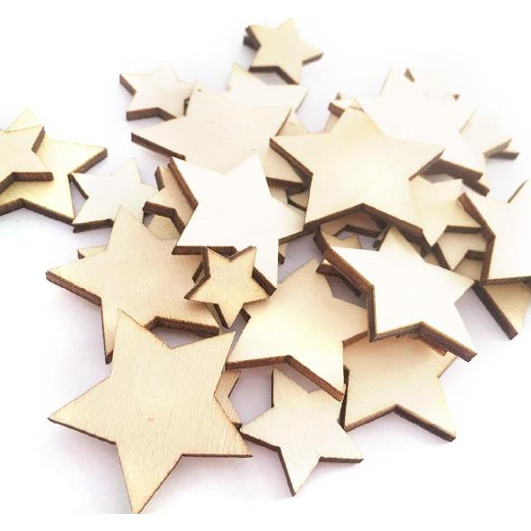 VORCOOL Рождественские деревянные спилы, 200 шт. Деревянные звезды Деревянные спилы звезд Мини-звезды для свадебного рукоделия