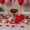 Art Craft Valentine Day Decorations Heart to Heart LOVE Ornaments Red Love Knot Ornament  Table