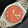 JAPAN MENS GENUINE VINTAGE CITIZEN AUTOMATIC 8200 RED COLOR DIAL WATCH A500239-2 R151b-a500239