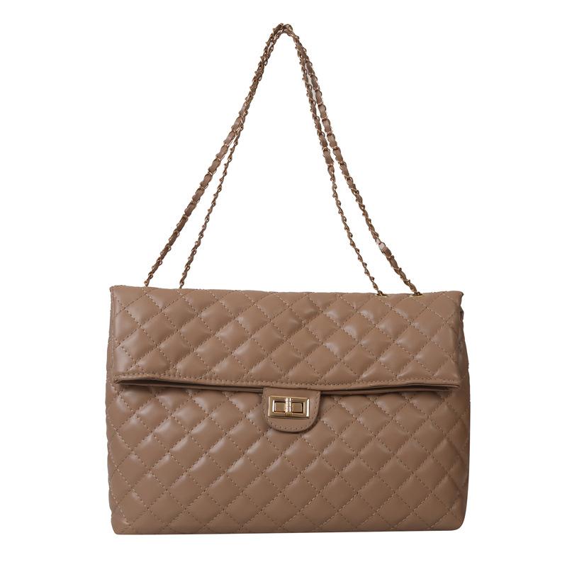 Текстурированная ромбовидная модная повседневная сумка-тоут большой емкости с цепочкой в иностранном стиле для женщин