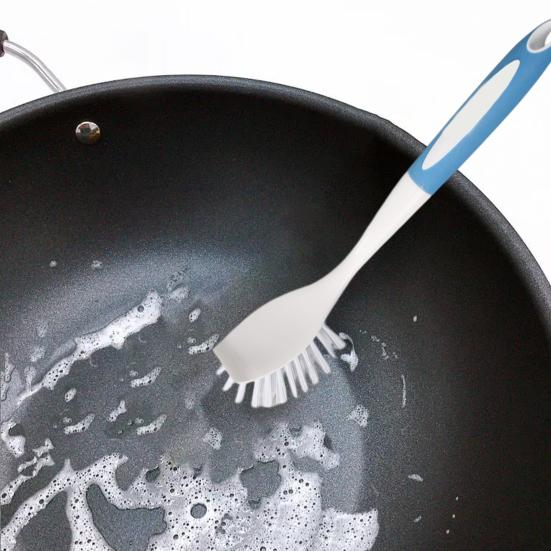 Щетка для кастрюли с плотной щетиной, длинная ручка, лопаточка, насадка, хороший отскок, экономящая трудозатраты, щетка для мытья посуды, кухонный гаджет
