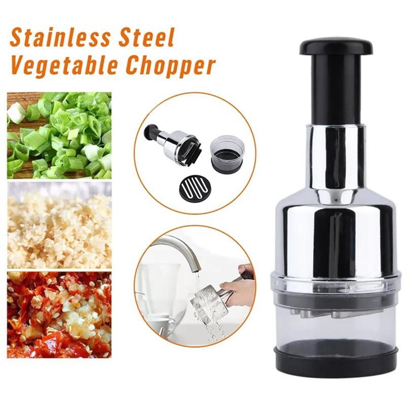 304 Stainless Steel Manual Press Type Garlic Mincer Kitchen Supplies Multifunctional Garlic Onion Vegetable Chopping Machine