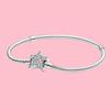 S925 Silver Asymmetric Star Clasp Snake Chain Bracelet Fit For Women's Birthday Gift With Cloth Bag