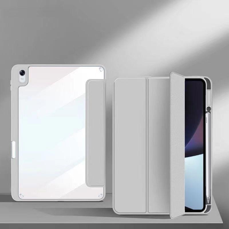 Slim Tri-Fold Case OPPO Pad 11-inch 2 11.6-inch Transparent Acrylic Back PU Leather Cover With Stand Auto Sleep
