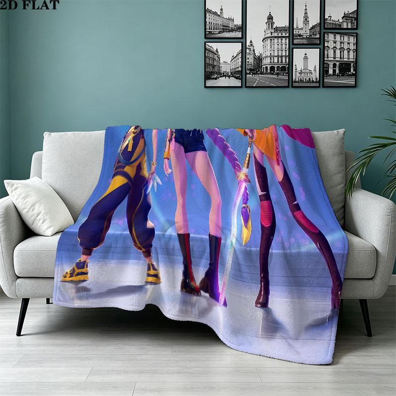1PC Kpop Demon Hunters Patterned Flannel Blanket Suitable For All Seasons For Home Decor Warmth And Comfort Gifts Holiday Present