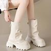 Платформенные балетки Женские высокие ботинки Зимние Новые Дизайнерские Массивные Туфли для Ходьбы Женские 2024 Тренд Зимние Сапоги Платье Мухер Челси Ботинки