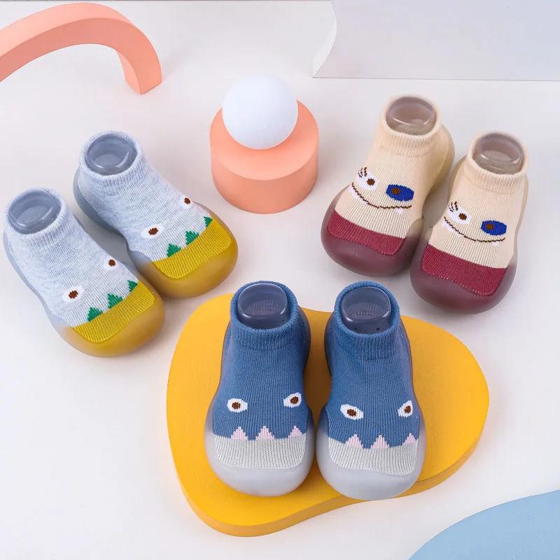 Children Anti-slip Shoes Newborn Baby Toddler Girls Cotton Non-slip Floor Socks Infant Boys Rubber Sole Cartoon Indoor Sneakers