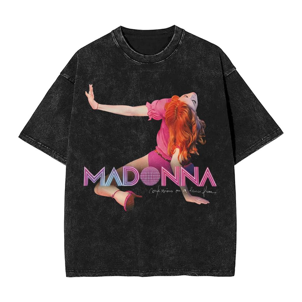 Y2K Singer Madonnas T Shirt Hip Hop Washed Cotton Street T-Shirts Retro for Men Women Tops Streetwear Summer Tee Shirt