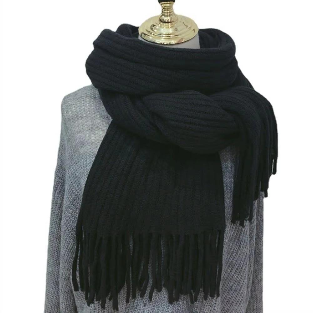 Windproof Thermal Neck Warmer Solid Color Long Scarves Fashion Wrap Shawls For Women