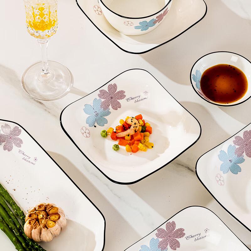 Керамические обеденные тарелки Haoya Jingdezhen - Цветущие цветы (Набор из 6 предметов)