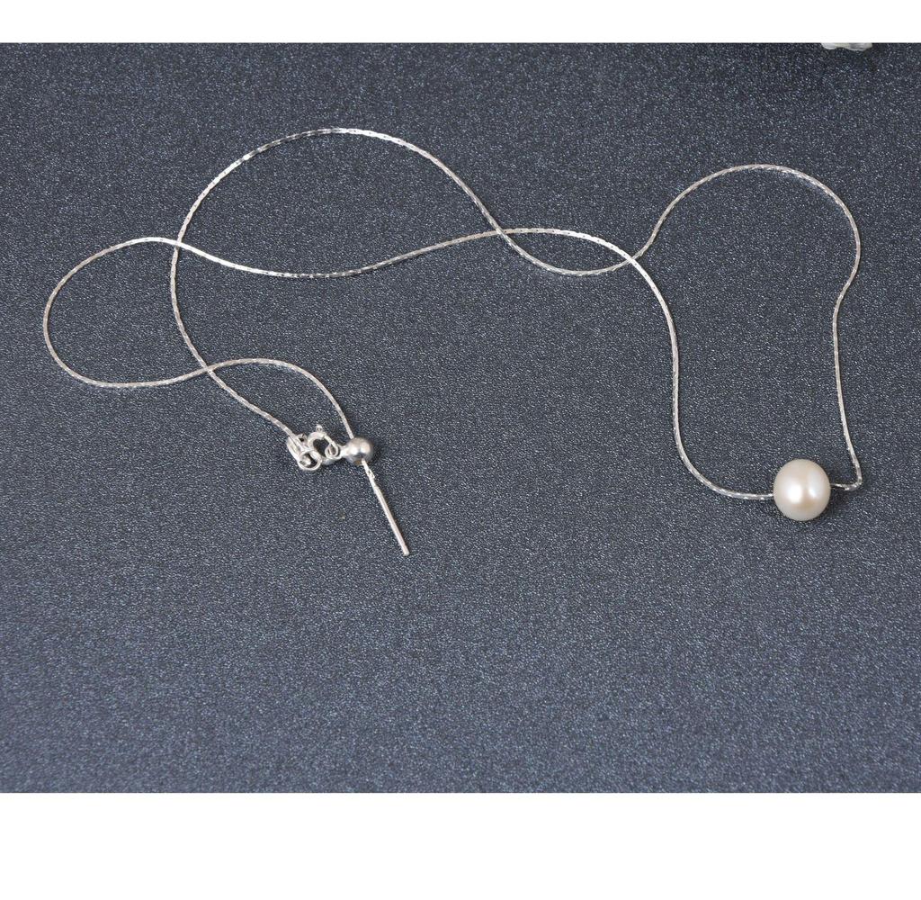 Изысканная подвеска из пресноводного жемчуга на колье-цепочке «змейка» из стерлингового серебра S925