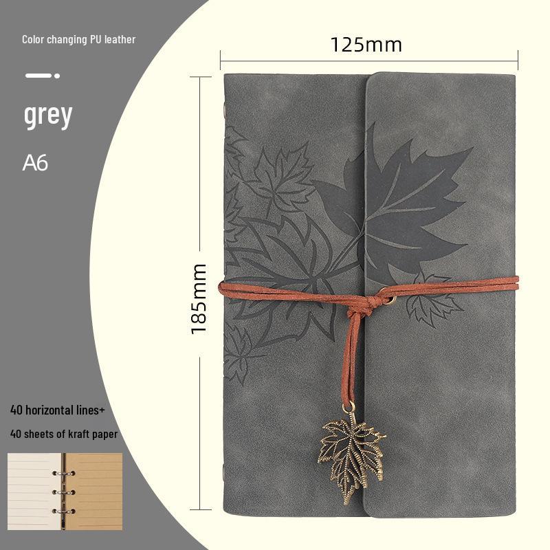 Ретро блокнот на кольцах «Кленовый лист» с настраиваемым логотипом и обложкой с эффектом «кожи»