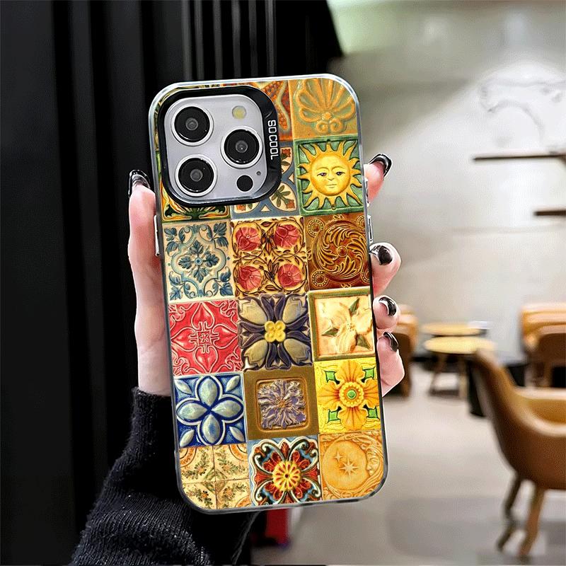 Italian Sicilian Style Floral Pattern Shockproof Phone Case for iPhone 18 17 Air 16 16E 15 Pro Max 14 Plus 13 Mini 12 Back Cover An