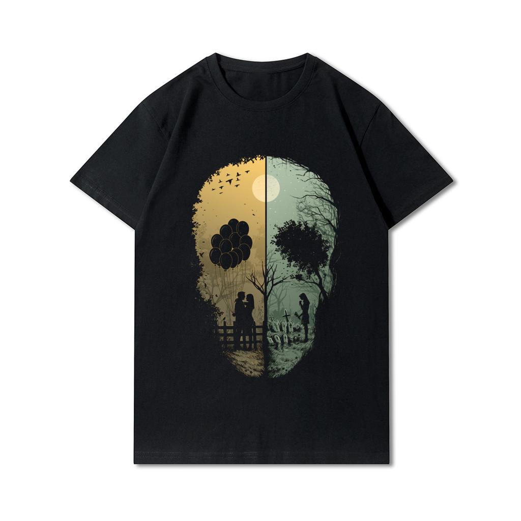 Plus Size 30 Patterns Cotton Harajuku Men T-Shirt Skull Print Tees Round Neck T Shirt Casual Tops