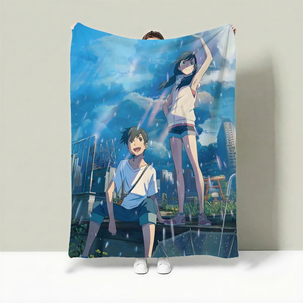 Movie W-Weathering With You Throw Lightweight 240g Flannel Blanket Soft Skin-friendly for Summer Cooling