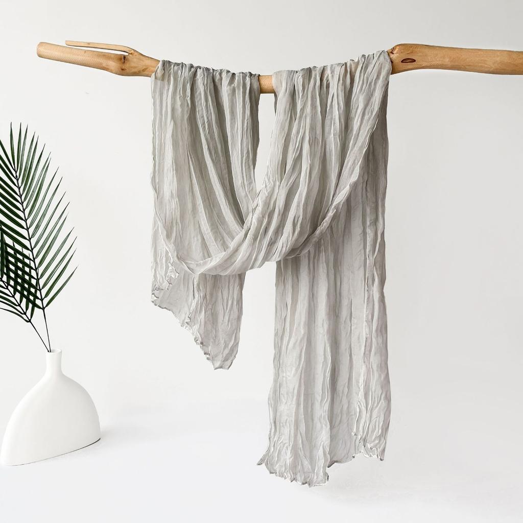 Maracia Headscarf Spring and Autumn Solid Color Cloud Pattern Folded Scarf Monochrome Thin Gauze Shawl Shawl