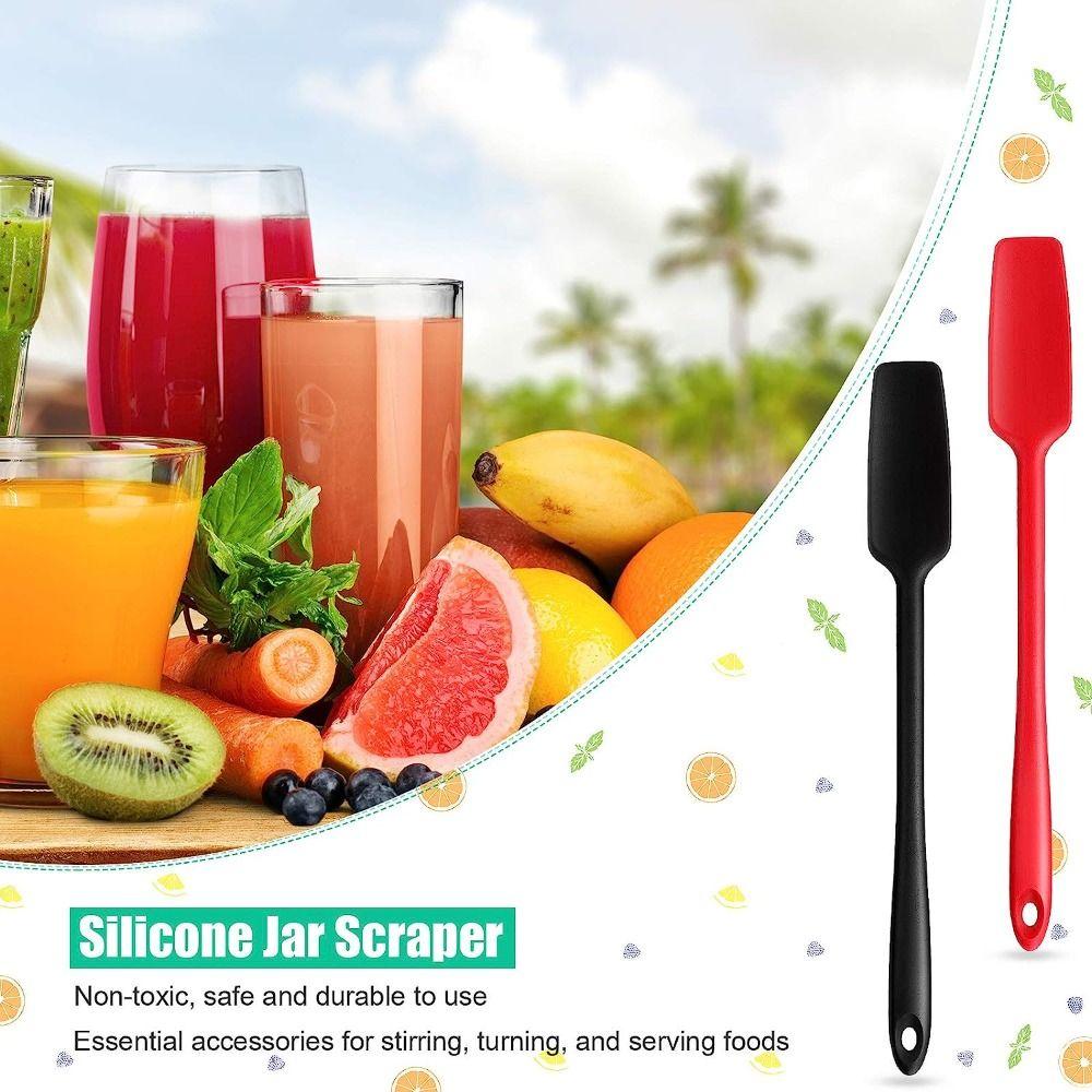 4 Pcs Long Handle Silicone Scraper Heat Resistant Jar Spatula Durable Rubber Spatula Kitchen