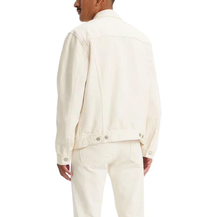 Куртка дальнобойщика Levis однотонная с лацканами однобортная приталенная с длинными рукавами мужская куртка Белый 72334-0433