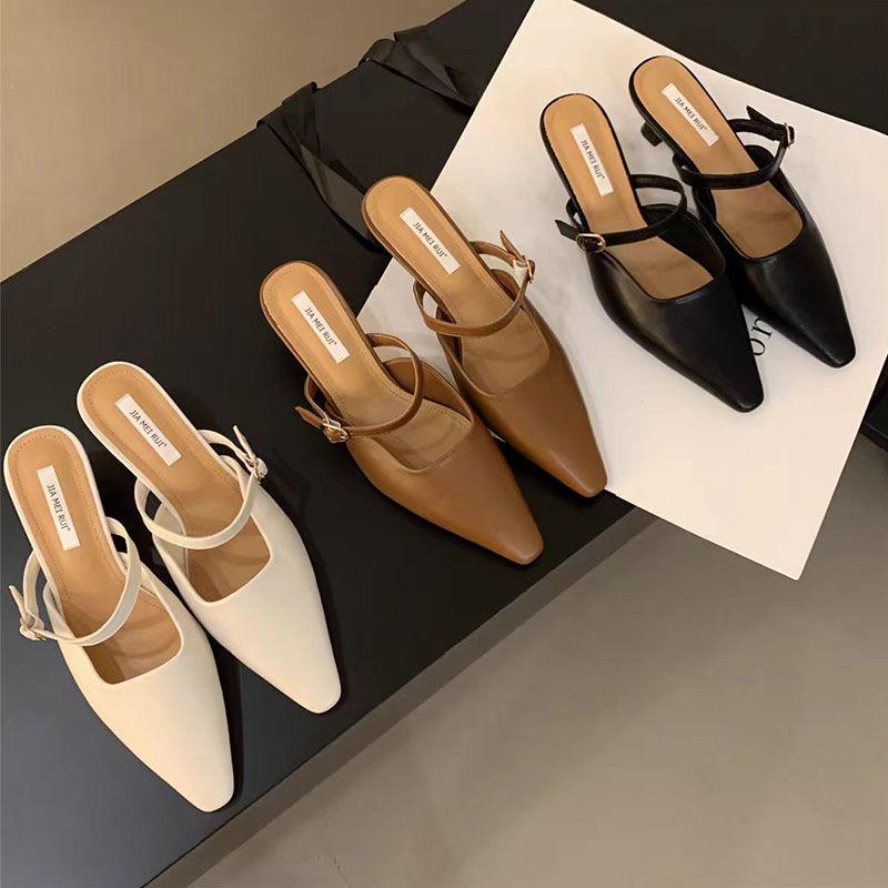 Девушка Французский Нежный Одно Слово Солома Толстый Каблук Мэри Джейн Полутоп Туфли