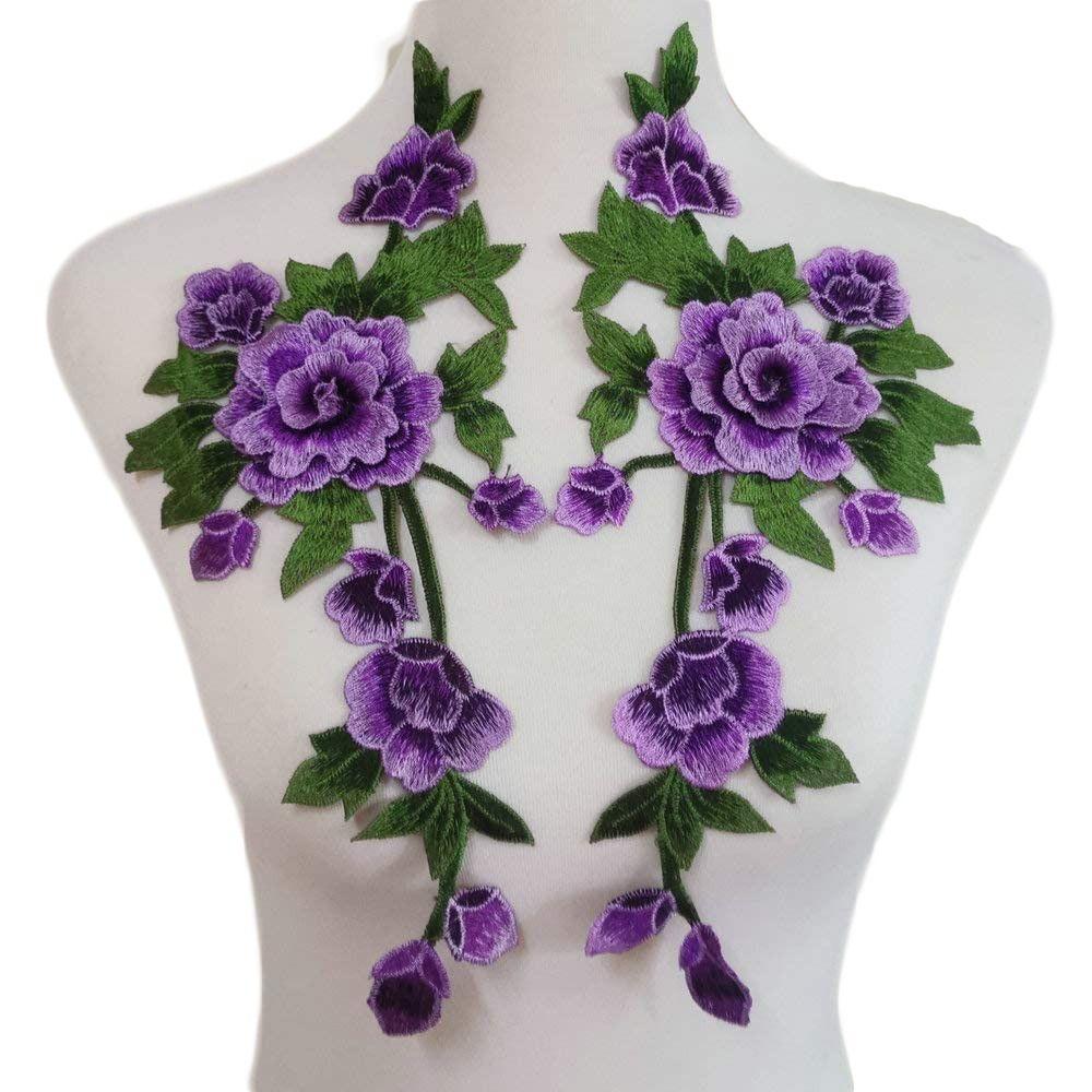 3D Trimmings Rose Floral Peony Garment Flower Embroidery Applique Clothes Accessories Patch