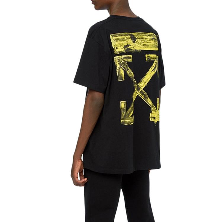 Off-White Свободная футболка с короткими рукавами и брызгами краски, мужские топы, желтый, черный OMAA038F191850101060