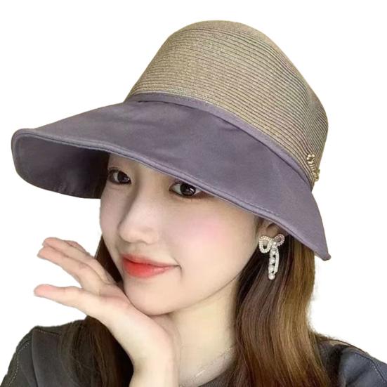 Женская шляпа в стиле рыбака, однотонная шляпа от солнца с регулируемым дизайном, летняя соломенная шляпа для рыбалки на открытом воздухе