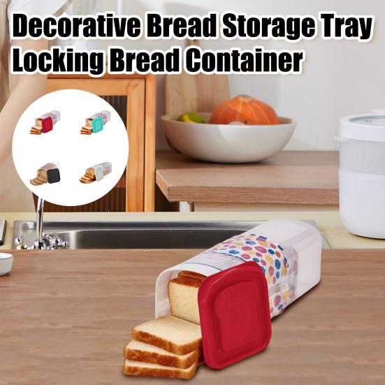 Bread Toast Storage Box with Airtight Lid Freshness Bread Storage Container Multifunctional Bread Loaf Dispenser Plastic Sandwich Bread Keeper