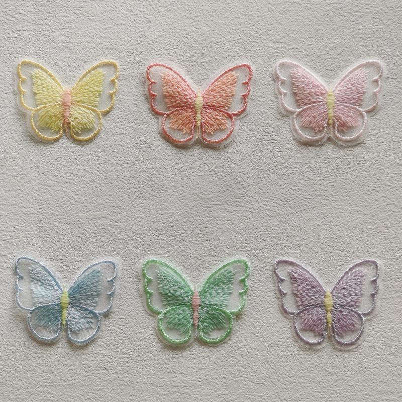 Красочные кружевные нашивки с вышивкой в виде бабочек, приклеивающиеся утюгом, для самостоятельного изготовления одежды