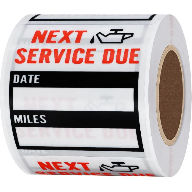 HYBSK 200Pcs Transparent Oil Change/Service Reminder Stickers 2"X2" Premium Quality Clear PET Oil Change Stickers (Black)