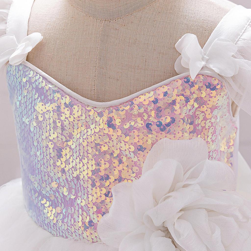 Платье принцессы с пайетками и рукавами-крылышками для малышей - праздничная пышная юбка из тюля