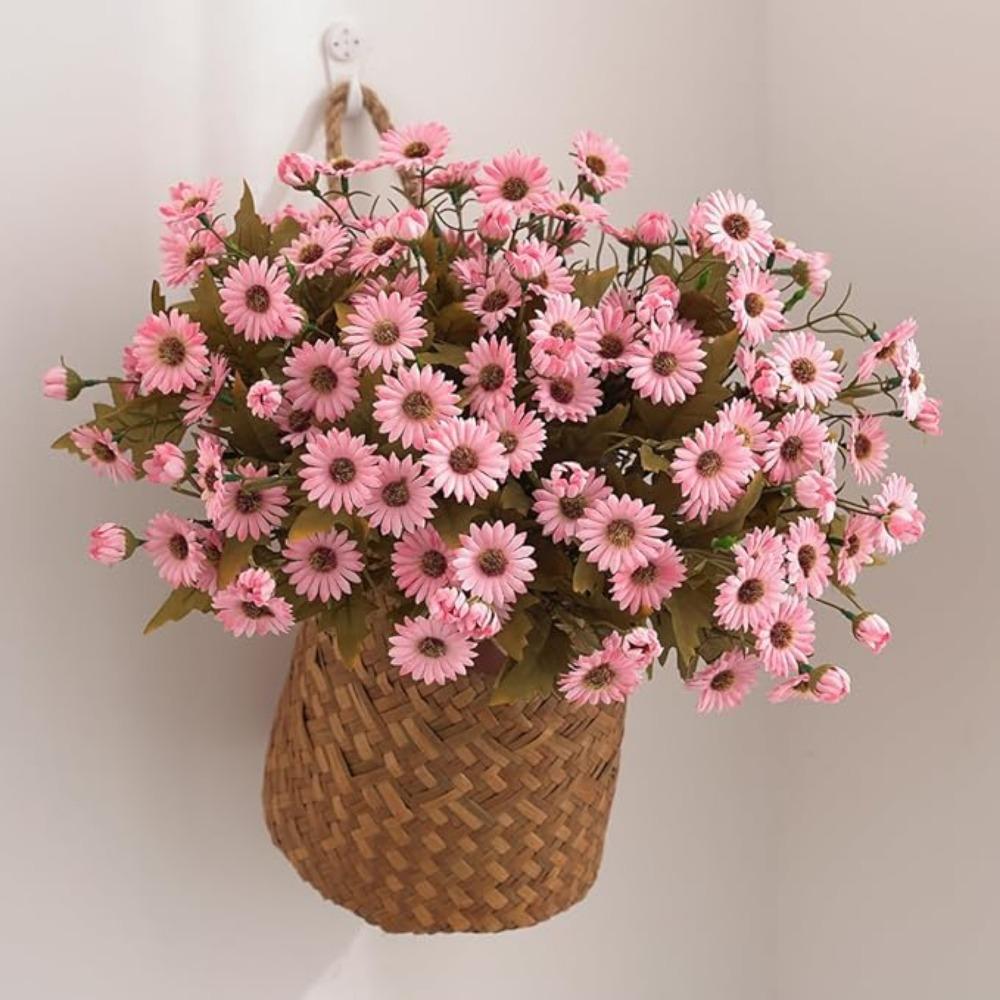 2 Pcs Fake Daisy Flowers Bouquets for Home Party Office Wedding Meeting Reception Table Decoration,Bulk High-end Lifelike Artificial Flowers