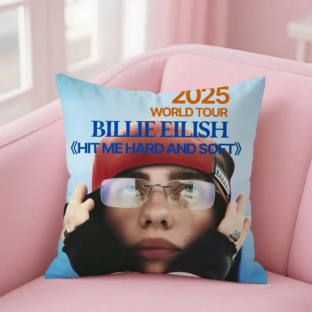 B-Billie E-Eilish Anime Style Pillowcase 45X45Cm Sofa Bed Cushion Cover For Bedroom Car Office Sofa Fashion Perfect Fan Gift