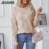Women's Fashion Casual Fall Winter Plaid Print Long Sleeve O-Neck Sweaters
