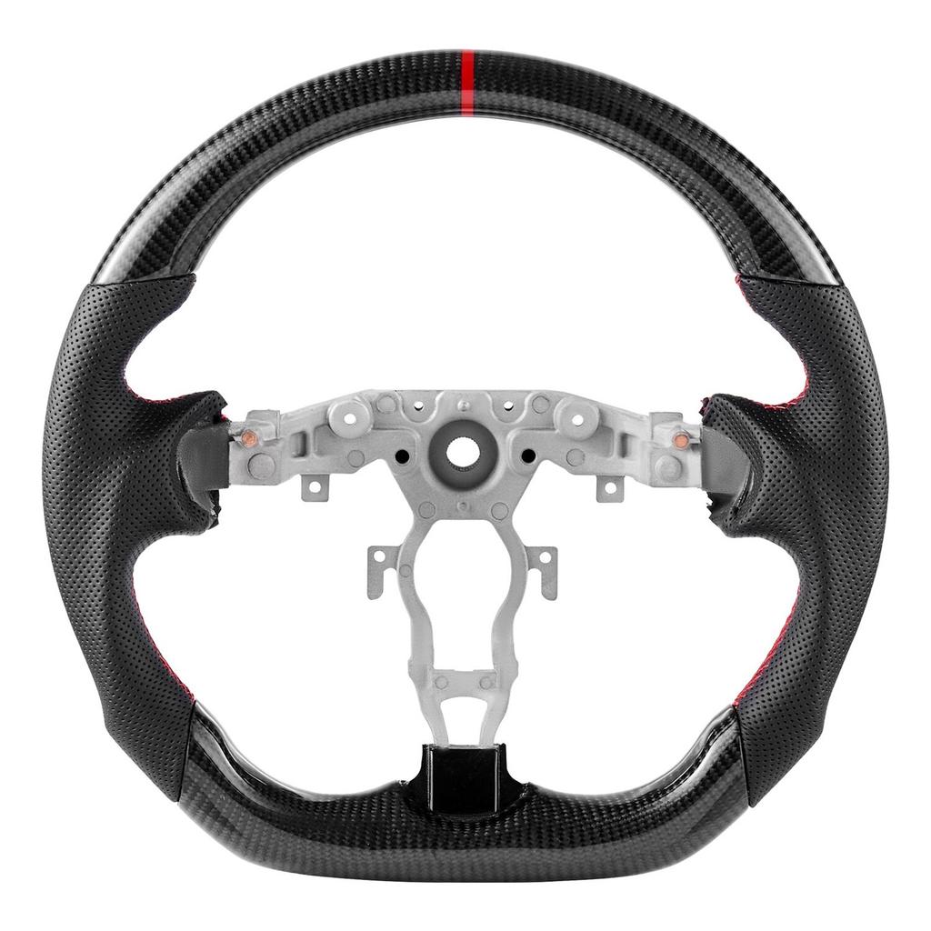 Steering Wheel for 2008-2020 Nissan 370Z, Carbon Fiber Steering Wheel D-Shaped Flat-Bottom, Leather Grip with Non-Slip Texture & Precise Stitching,