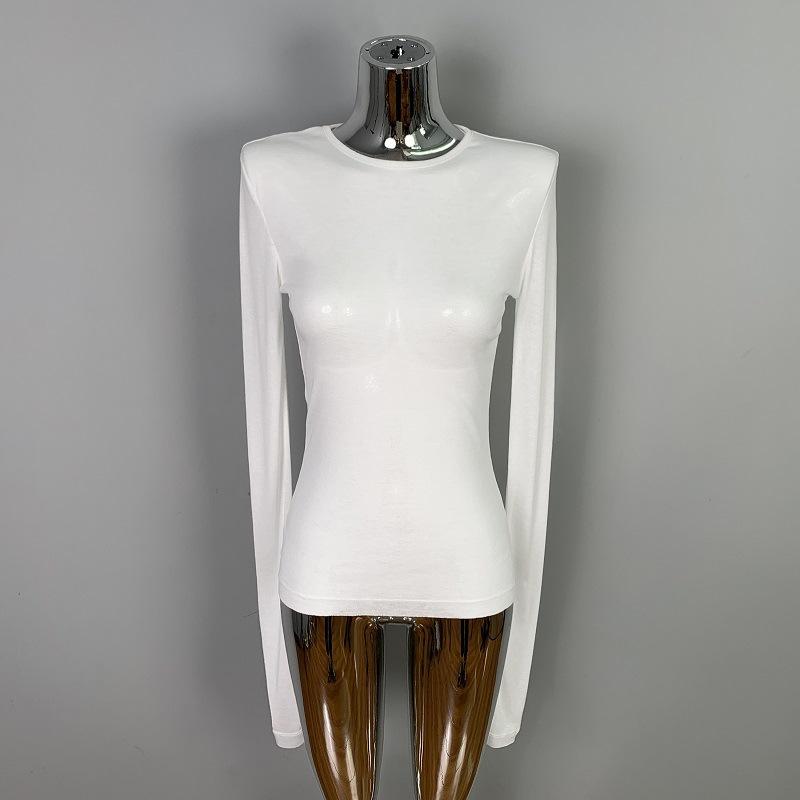 Женская сексуальная одежда Мягкая и слегка соблазнительная облегающая рубашка с круглым вырезом Модная футболка Топ