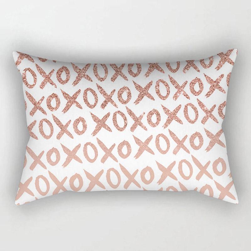 Trendy Unisex Popular Home Textile 30x50cm High Quality Decorative Pillow Covers 1PC Hot Sale Cushion Covers For Sofa Rose Golden Pink Geometric
