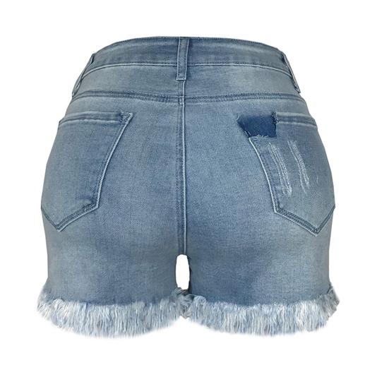 Yousheng Women's High Waisted Jean Shorts Casual Ripped Distressed Denim Shorts with Pockets Summer Hot Short Jeans for Daily Beach Club