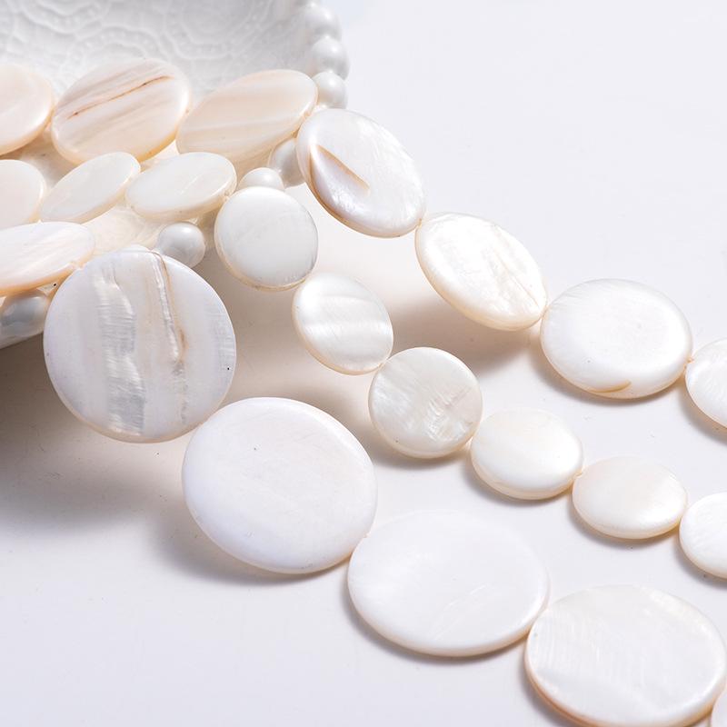 DIY Natural Freshwater White Shell Round Earring Accessories with Center Hole