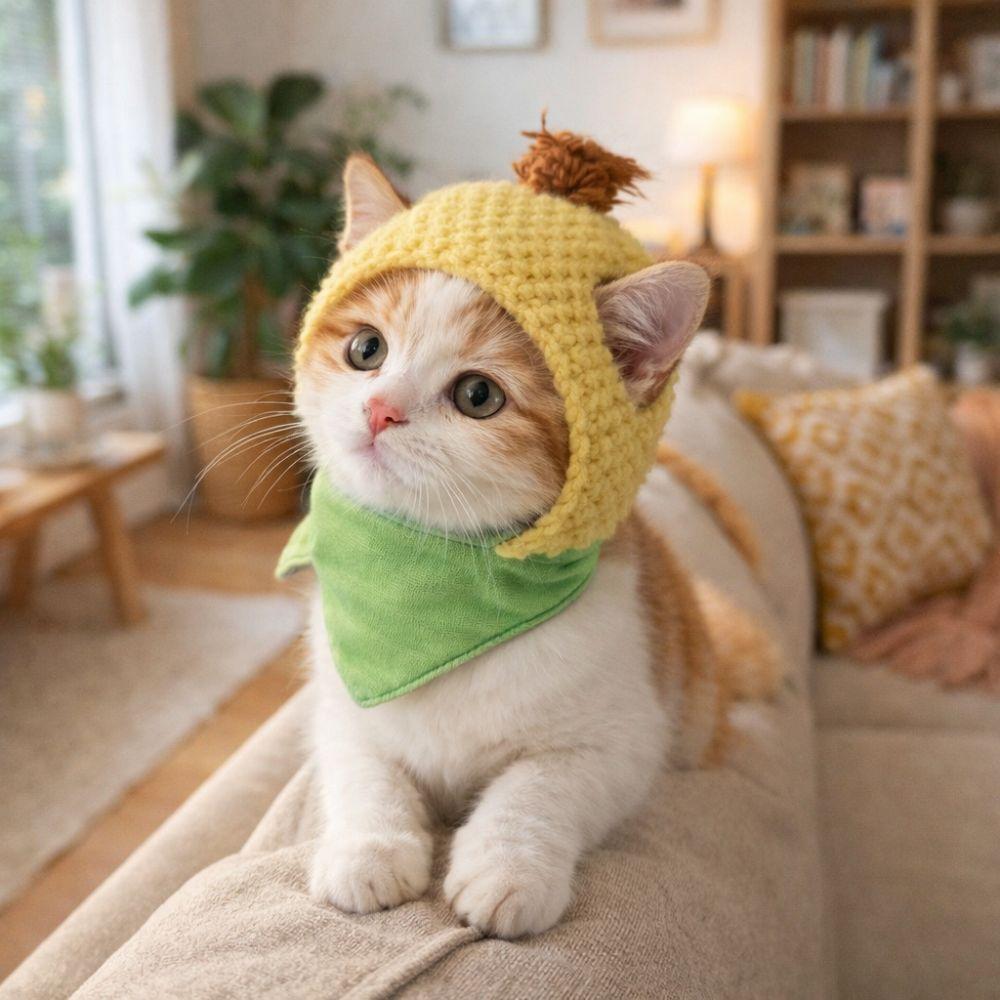 Pet Costume Warm Pet Corn Hat Cute Comfort Cat Head Cover Soft Funny Pet Headgear Training