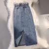 Повседневная джинсовая юбка большого размера с однотонными карманами на пуговицах, летняя офисная женская винтажная тонкая элегантная юбка, весенняя корейская мода Faldas