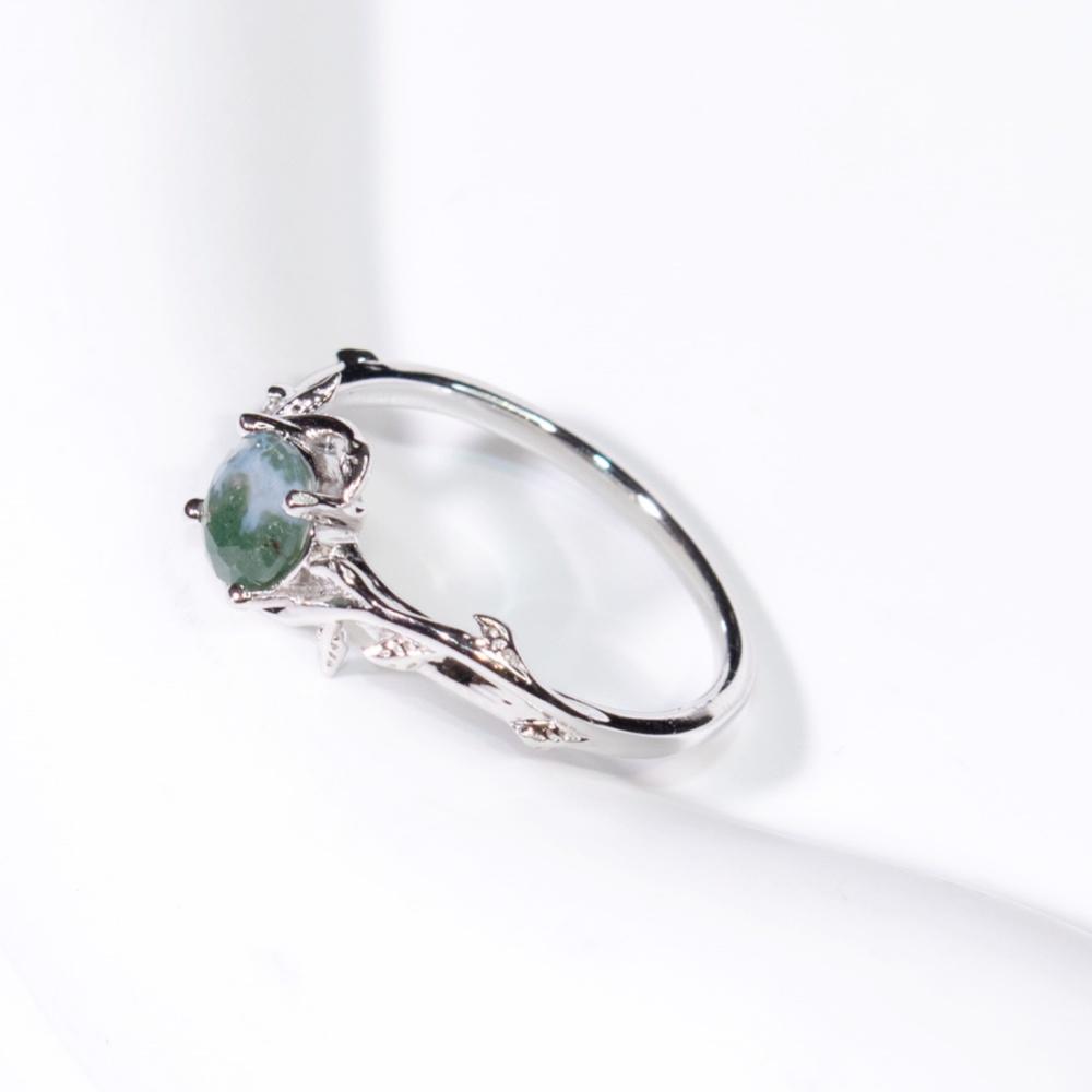 Круглое обручальное кольцо из мохового агата Кольца из мохового агата Sliver Promise