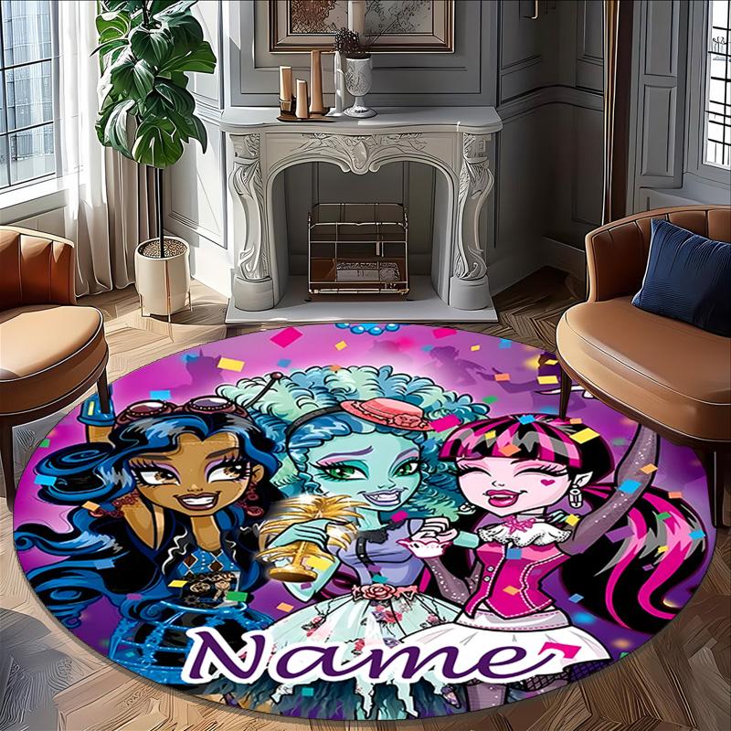 Personalized M-Monster High Draculaura Round Chair Office Rug - Perfect for Mat, Office Chair & More - Ideal Gift for Birthdays and Holidays