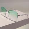 Vintage Rimless Oversized Square Sunglasses Women For Men Luxury Brand Designer Sun Glasses Punk Popular Pearl Metal Shades