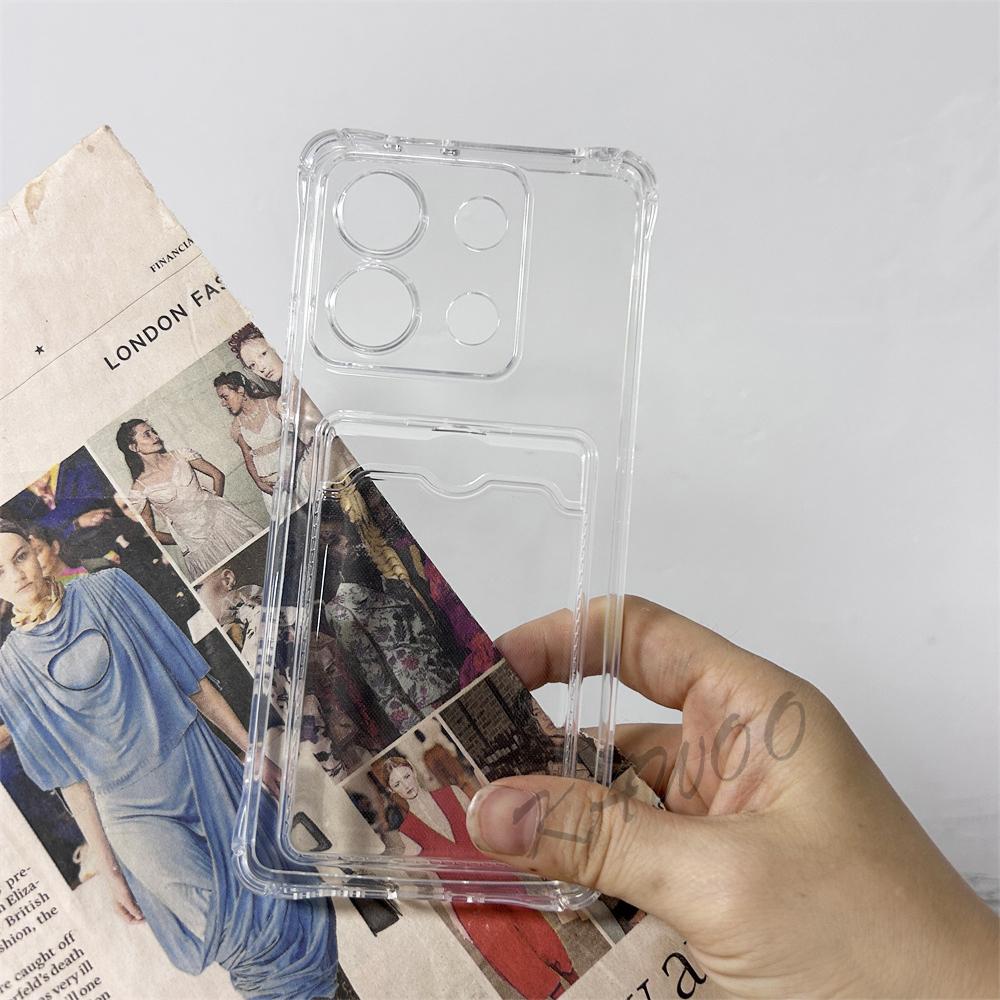Чехол Mi 14T Прозрачный Держатель с Отсеками для Карт Кошелек Тонкий Мягкий TPU Чехол для Xiaomi 14T Pro 11 Lite 13T 13 Телефон Capa Coque Funda